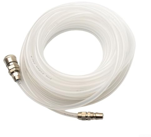 Zilimontt Tuyau de compresseur d'air 5 x 8 mm Tuyau droit pneumatique avec connecteurs rapides pour outils pneumatiques industriels d'atelier haute pression 10-20 m de long Tube transparent (20 mètres