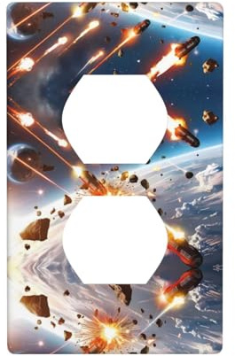 Phayah Asteroid Impact Pattern Duplex Receptáculo Salida de pared Placa de pared Tamaño Estándar Policarbonato Termoplástico Doble Plug Covers