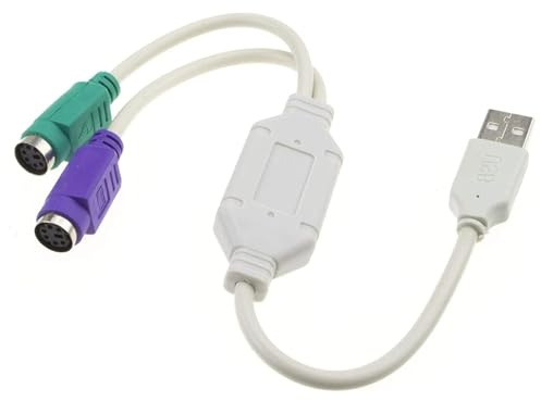 GERUI PS2-auf-USB-Konverterkabel, USB auf PS/2 Stecker | USB-zu-Maus-Kabel, Tastatur -Maus -Konverterkabel,für die Tastatur, PS2, Laptop（Weiß）