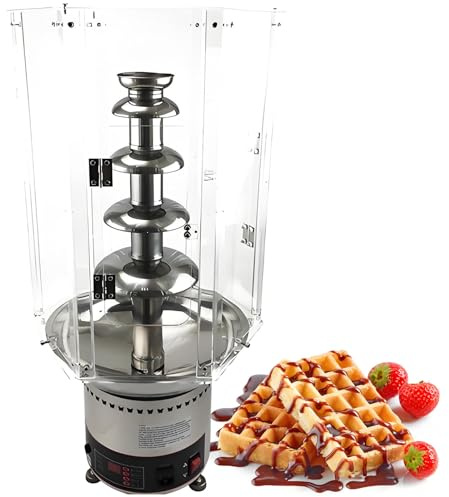 vnmudzeo Fontaine à Chocolat éLectrique 4 à 7 Niveaux - avec Couvercle en Plastique Anti-PoussièRe, Grande Capacité De 3 à 8 Kg, pour Buffet De Mariage 5Tier
