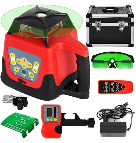 Green Beam Kit de niveau laser rotatif à 360°, auto-nivelant, portée de travail de 500 m, mesure de construction extérieure