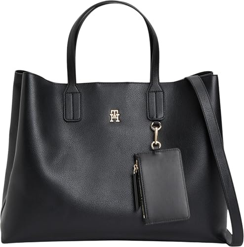 Tommy Hilfiger Damen Satchel Tasche Icon mit Münztasche, Schwarz (Black), Einheitsgröße