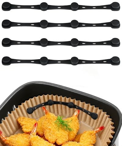 Magneter för bakplåtspapper till airfryer - 4-pack magnetiska silikontillbehör till airfryer för att fästa bakplåtspapper, airfryermagneter för airfryer med en och två korgar, 17,5 cm