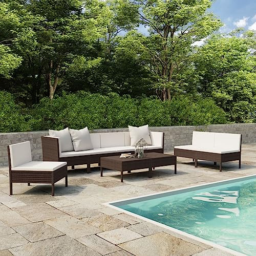 SKTQYQO Gartenmöbel-Set, 9-teilig, mit Kissen aus Polyrattan, braun, Gartenmöbel-Set für Entspannung im Freien, Gartenmöbel, geeignet für Balkone