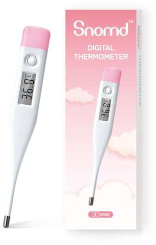 Snomd Digitales Thermometer für Erwachsene und Babys Medizinisches Thermometer für Mund, Achselhöhle und Rektum für Kinder mit Fieberalarm und °C/°F-Umschalter