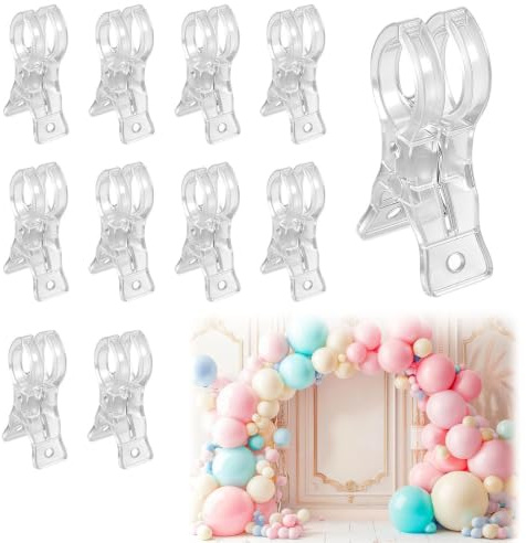 XLTXWD 10PCS Balloon Arch Clips, Wind-Proof Plastic Clamps for Outdoor Events, Transparent Clips Set of 10 Pieces, Secure Balloon Arch Installation for Party Decorations
