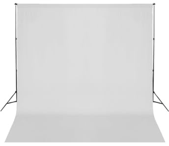 Ziaphsol Fotobakgrundssystem 600 x 300 cm vit aluminiumduk, med teleskopstång stativ tvärstag för studio porträtt produktfotografering video livestream