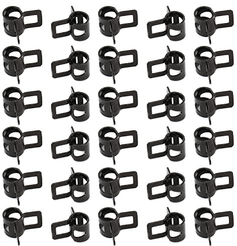 MroMax Federbandklemmen, 6 mm, passend für 6,5–7,2 mm Außendurchmesser, Kraftstoffleitung, Silikon-Vakuumschlauch-Clip-Verschlüsse, 30 Stück