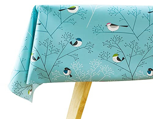 Plenmor Table Cloth Wipeable Tablecloth Waterproof Plastic Wipe Clean PVC Table Cover Protector Rectangular for Kitchen Picnic Outdoor Indoor (137x215 cm, Birds-2)