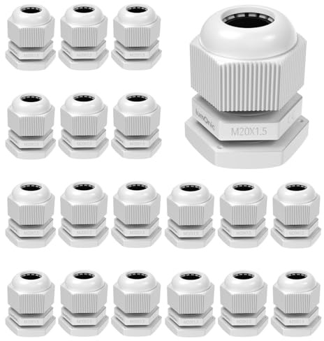 Lumonic 20x Kabelverschraubung M20 IP67 metrisch d7-12mm I Kabeldurchführung wasserdicht in grau I Verschraubungen, Schlauchdurchführung M20
