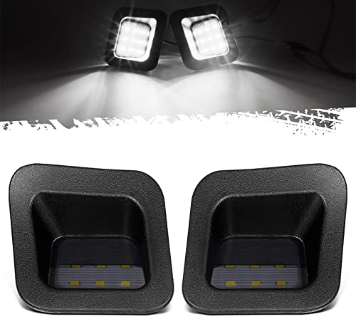 Partsam Full Led License Plate Lights Lamp Assembly Smoke Black Housing Compatible with Dodge Ram 1500 2500 3500 2003-2018 Pickup Truck Rear Step Bumper Replacement, Pack of 2