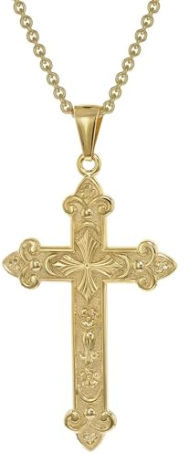 trendor Herren-Halskette mit orthodoxem Kreuz Gold auf Silber 925 39044 | vergoldeter Halsschmuck für Herren, zeitloser Kreuz Anhänger für Männer, Geschenkidee