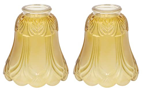 OSALADI 2Pcs Replacement Glass Shade Bell Shape Replacement Shade Transparent Glass Lampshade Pendant Lamp Shade Desk Lamp Cover, Light Brown, 12.5X12.5X13CM (15P33OY5NJ16Q)