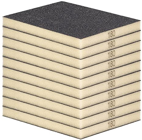 Schleifschwamm Schleifmatte 10 Stück FEIN Körnung K180 Handschleifer für Holz Lack Metall, Nass- und Trockenschleifen, Schleifklotz, Schleifblock
