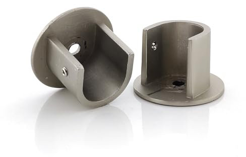 GIRASOLE HOME Staffa Rosetta a Parete 26mm per Asta 2 Pezzi in Lega di Zinco Resistente per Bastoni dal Diametro di 18-20 mm (Nichel Satinato)