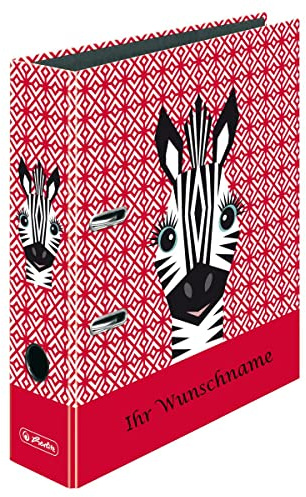 Herlitz Motivordner mit Gravur / DIN A4 / 80mm breit / Zebra