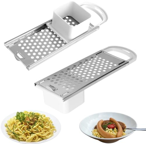 Spaetzle Maker 2 piezas, acero inoxidable Spaetzle Noodle Maker con mango cómodo herramienta de prensa de fideos alemanes