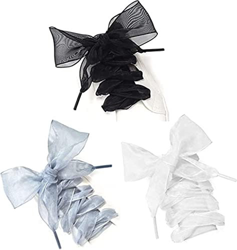 KOMUNJ 3 par platta skosnören med satinband, chiffong för sneakers, rep för canvasskor, blandad färg, 100, Blandad färg, 100
