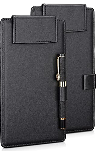 GORESE Klemmbrett A6 Leder Schreibbrett A6 Klemmbrettmappe Clipboard Notizmappe Speisekarte mit Magnetisches Clip und Stiftclip für Restaurant Bar Café Tageskarte Schaufenster Rezeption(2er Pack)