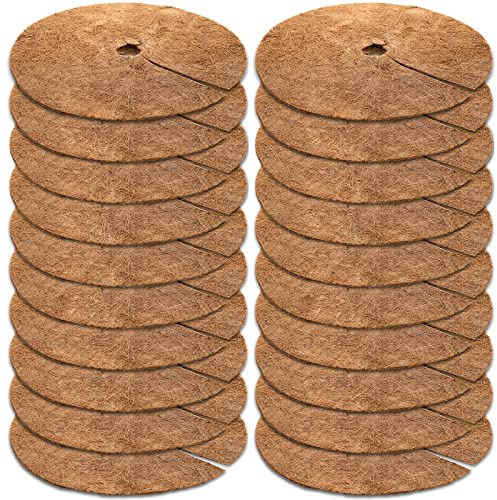 Fasmov 20 Pack 12 Inch Coconut Fibers Mulch Ring Tree Protector Mat, Plant Cover Mulch Mat Weed Mats Coco Coir Mulch Ring Mat for Cypress, Landscaping, Tree Disc Plant Cover, Soil Cover