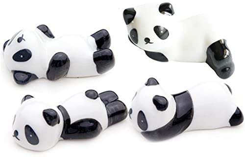 Fituenly Chopsticks Rest 4pcs Cartoon Panda Chopsticks Holder Ceramic Chopsticks Stand Kitchen Tableware
