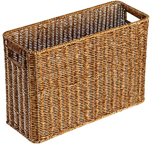 Cabilock Rattan Weave Storage Box for Sundries Woven Basket Hollow Handle for Desktop Organizer in Home Supplies