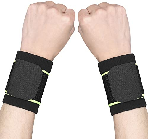 Yasdyri Wrist Supports Adjustable 2 Pack Wrist brace Compression Wrist Strap for Tendonitis, Arthritis, Sports Injuries, Wrist Pain Relief, Working, yping, Cycling, Yoga for Women and Men (Green, M)