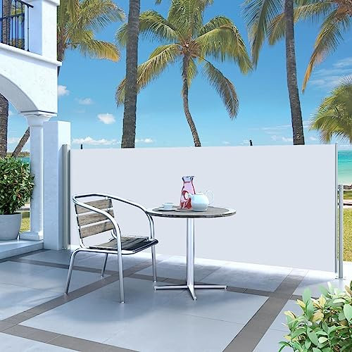 WIFESE Toldo Lateral retráctil 120x300 cm Crema Toldo Horizontal Exterior Toldos Laterales Exterior Toldos Cortavientos Separador Terraza Exterior Toldo para Patio Balcon Jardin Elegante Y Sencillo