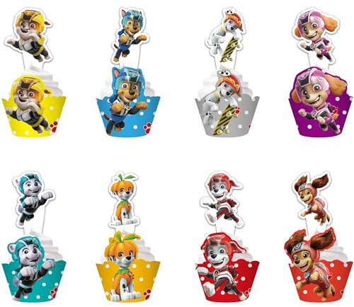 UdacA Tortendeko Kinder, 48 Stück Dog Cupcake Topper, Tortenaufleger Geburtstag für Kinder, Figuren Torte, Kindergeburtstag