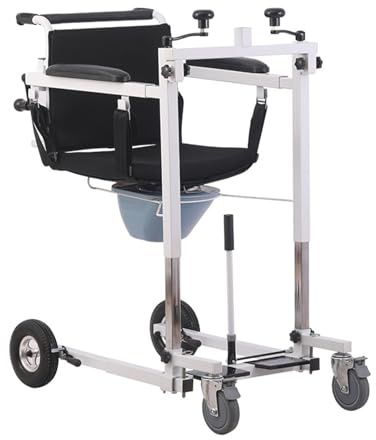 ZXJDP Manueller Patienten-Hebestuhl, tragbarer Patienten-Hebehilfe-Stuhl mit Bettpfanne, Stilldusche, Rollstuhl-Hebebühnen, verstellbare Breite, Rollstuhl-Hebebühne für Auto für ältere Menschen und