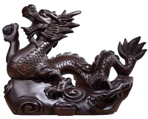 KICHI Chinesische Drachenstatue 2024 Chinesisches Sternzeichen Drache Figur Mini Chinesische Drachenstatue Figur Sternzeichen Schwarz