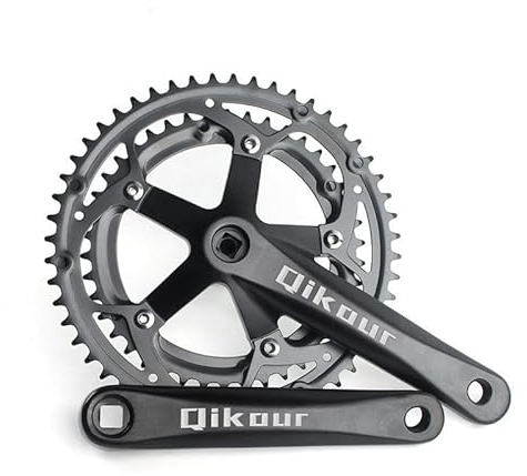 WANGZEYU Kurbelgarnitur Bike Crankset Rennrad Doppelscheibe Fahrrad Kurbelrad MTB Teile Falten Fahrradzahnscheibe Squre Loch 4 2T 52T 130BCD. Fahrrad Kurbel
