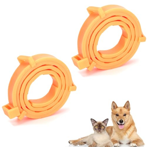 LONGHAO 2 pcs Zeckenhalsband für Katzen,Wasserdicht Hund Flohhalsband,Zeckenschutz Katze,Zeckenhalsband für Hunde und Katzen,VerstellbareinheitsgrößE,für Katzen und Hunde Aller Größen 62cm (Orange, M)