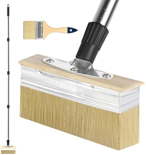 Deck Stain Brush with Long Handle, 60 Extension Pole Deck Stain Applicator, 7 Wide Deck Paint Brush and 3 Paint Brushes Set for Painting Wood Deck, Masonry, Fence, Wall and Furniture