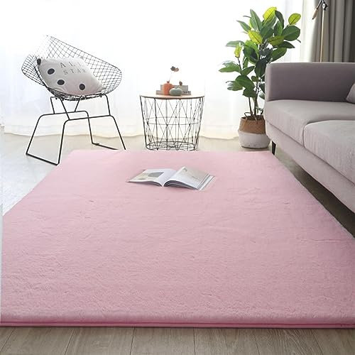 Guetto Hochflor Teppich Wohnzimmer Kunstfell Super Softes Kaninchenfell Imitat, Luxus Super Soft Fellteppich Plush,Pink a,200x400 cm