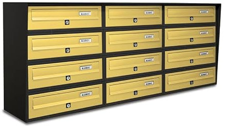 ALUBOX SLIM Cassette Postali Condominiali 12 Posti 50X116X30 Cm In Lamiera Zincata E Alluminio Cassetta Postale Da Esterno Condominiale Con Sistema Anti Prelievo (ANTRACITE BRONZO)