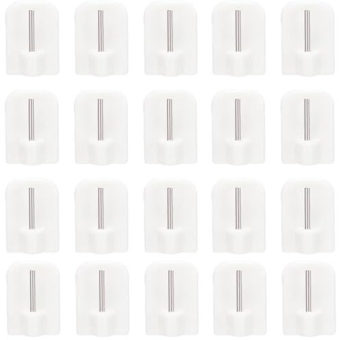 20 Pcs Ganchos Adhesivos Cortinas Gancho de Barra de Cortina Autoadhesivo Sin Taladro Ganchos Autoadhesivos Blanco Suporte de Barra Cortina para Cortinas Ventanas Percha Visillos Baño Cocina