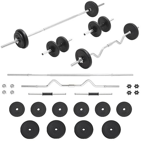 Somanki Langhantel- und Kurzhantel-Set 30 kg, Hanteln Set, Kurzhanteln, Dumbbells, Hantelset, Kraftraining, Strength Training Equipment, Gewichte Set 93589