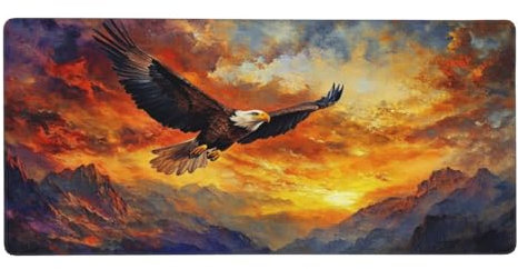 Gaming Mouse Pad Eagle Mouse Mat Landscape Mouse Pad XXL 800 x 300 x 3 mm Desk Mat Large with Anti-Slip Rubber Base,Waterproof Gaming Mouse Mat for Improved Precision Speed Keyboard Mat for Gamer-Y240