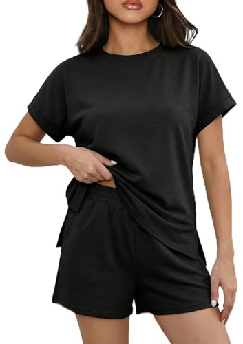 IWOLLENCE Hausanzug Damen Zweiteiler Sport Set Loungewear Damen Tracksuit mit Elastischem Bund und Taschen
