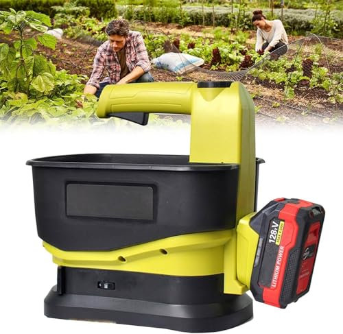 FJYAWEN Spandiconcime per Prato da 20 V, Spandiconcime Portatile, Spandiconcime per Prato E Giardino, Spandiconcime Portatile Senza Fili, Batteria al Litio Integrata da 4 Ah con Cavo di Ricarica