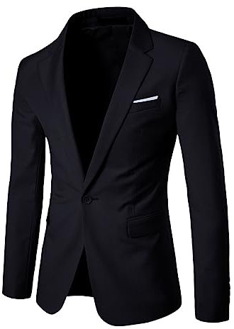 Giacca da uomo con un bottone slim fit cappotto sportivo per lavoro quotidiano tuta da notte per uomo, Nero , 6XL