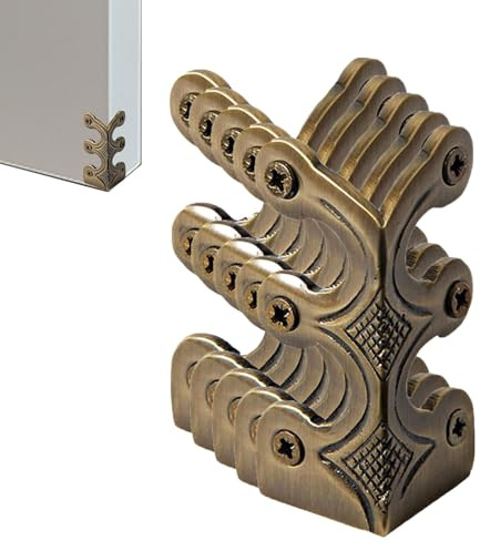 Skiffers Baseboard Corner Protectors, 5Pcs Solid Brass Skirting Board Corner Protectors, Antique Corner Protectors, Vintage Solid Brass Skirting Board Corner Protectors For Home, Living Room
