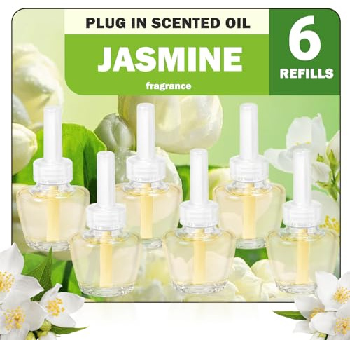 SCENTORINI Duftölflakon Nachfüller, kompatibel med Air Wick och Glade Duftstecker, 6 x 19 ml, Jasmin-duft, Raumduft Lufterfrischer, Raum Duftöl