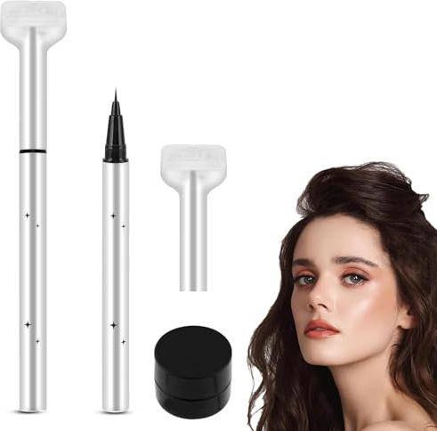 Lot de 2 tampons pour cils inférieurs – Kits de maquillage, tampon eyeliner, tampons pour cils inférieurs avec kit d'encre, outil de maquillage rapide pour les yeux pour débutants, aspect naturel pour