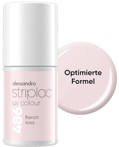 alessandro Striplac UV-Nagellack French Rosé - Deckend & Kratzfest bis zu 15 Tage - Leichtes Auftragen - Schonende Abziehtechnologie - Vegan - Rosa, 6,5ml