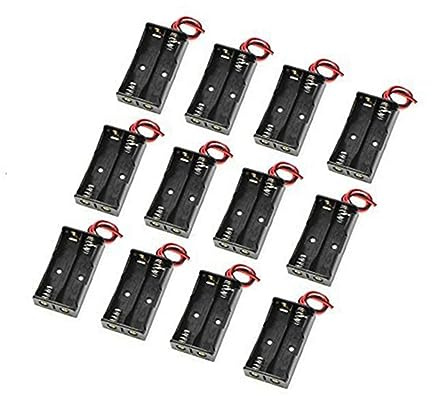 SHINEOFI Lot de 12 Supports de Piles AA 1,5 V Connecteur Filaire, Boîtier Plastique Noir Léger, pour Jouets D'garçon et Filles et Horloges Murales