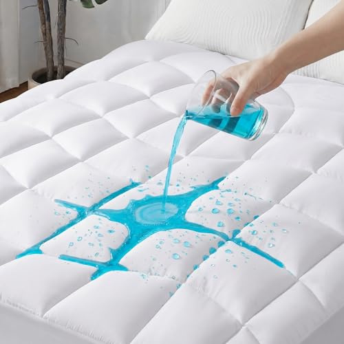 UNIKOME Surmatelas Complet imperméable - Surmatelas Complet matelassé Ergonomique, protège-Matelas 5 Couches Silencieux et Lavable, Poche Profonde de 30 cm (Blanc, 140x200cm)