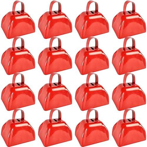 16 Pack Cowbell Noise Maker Steel Loud Cheering Small Cow Bells Hand Percussion for Sporting Events Football Games Parties (Color Set 1)
