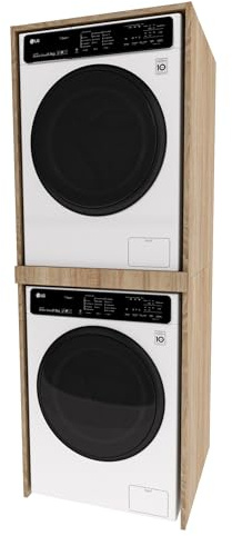 möbelkap Waschmaschinenschrank Slim – Waschmaschinen Überbauschrank aus Sonoma-Eiche – 66x180x51,2 cm – Offenes Bad- & Hauswirtschaftsregal – für Waschmaschine oder Trockner geeignet